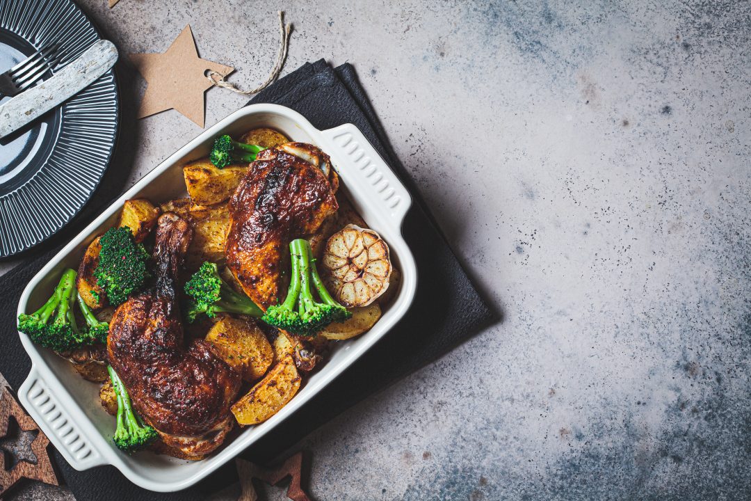 zapečený brambor s kuřecím masem